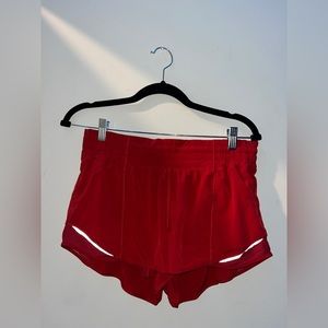 Red Lululemon Hotty Hot shorts 2.5 inseam